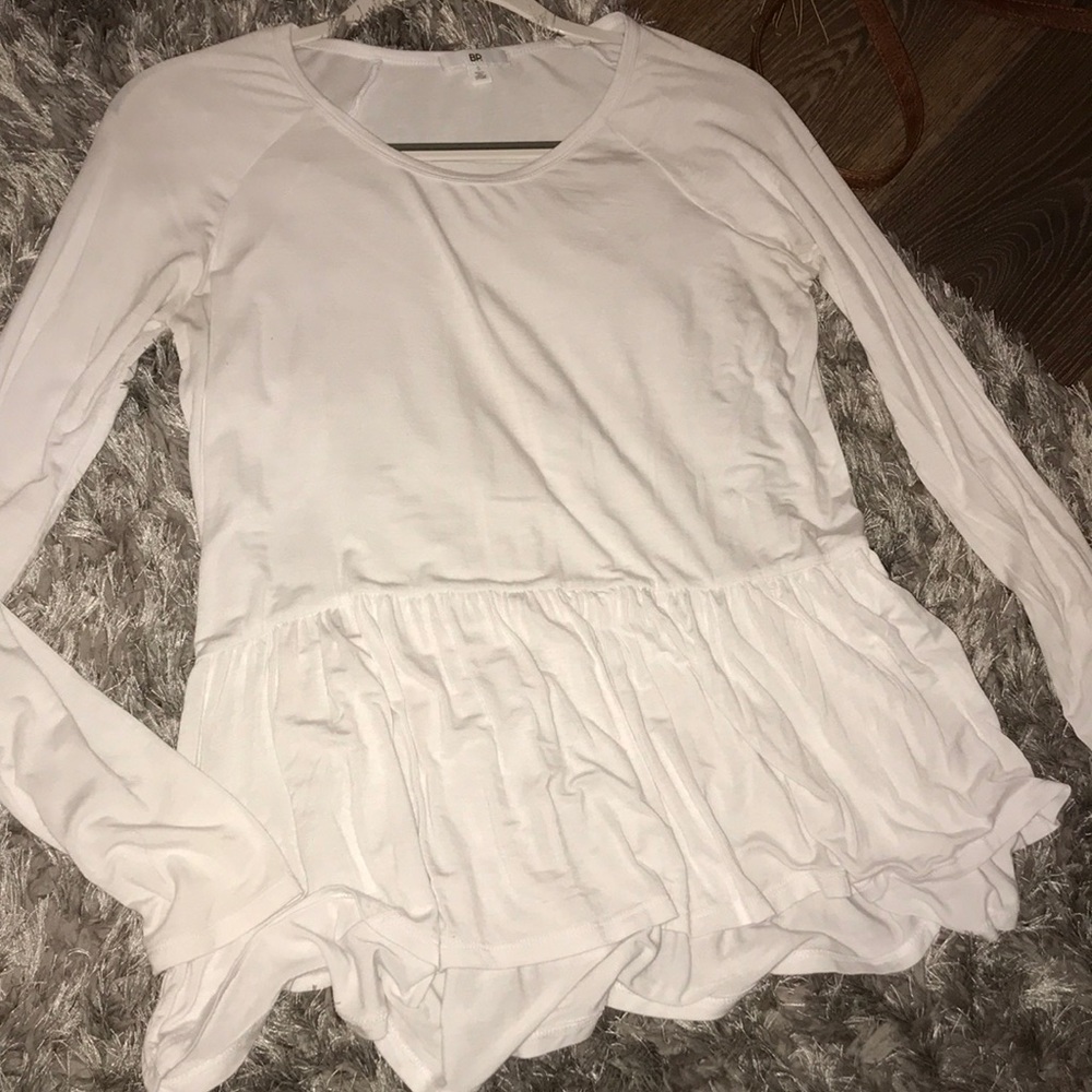 White long sleeve baby doll shirt